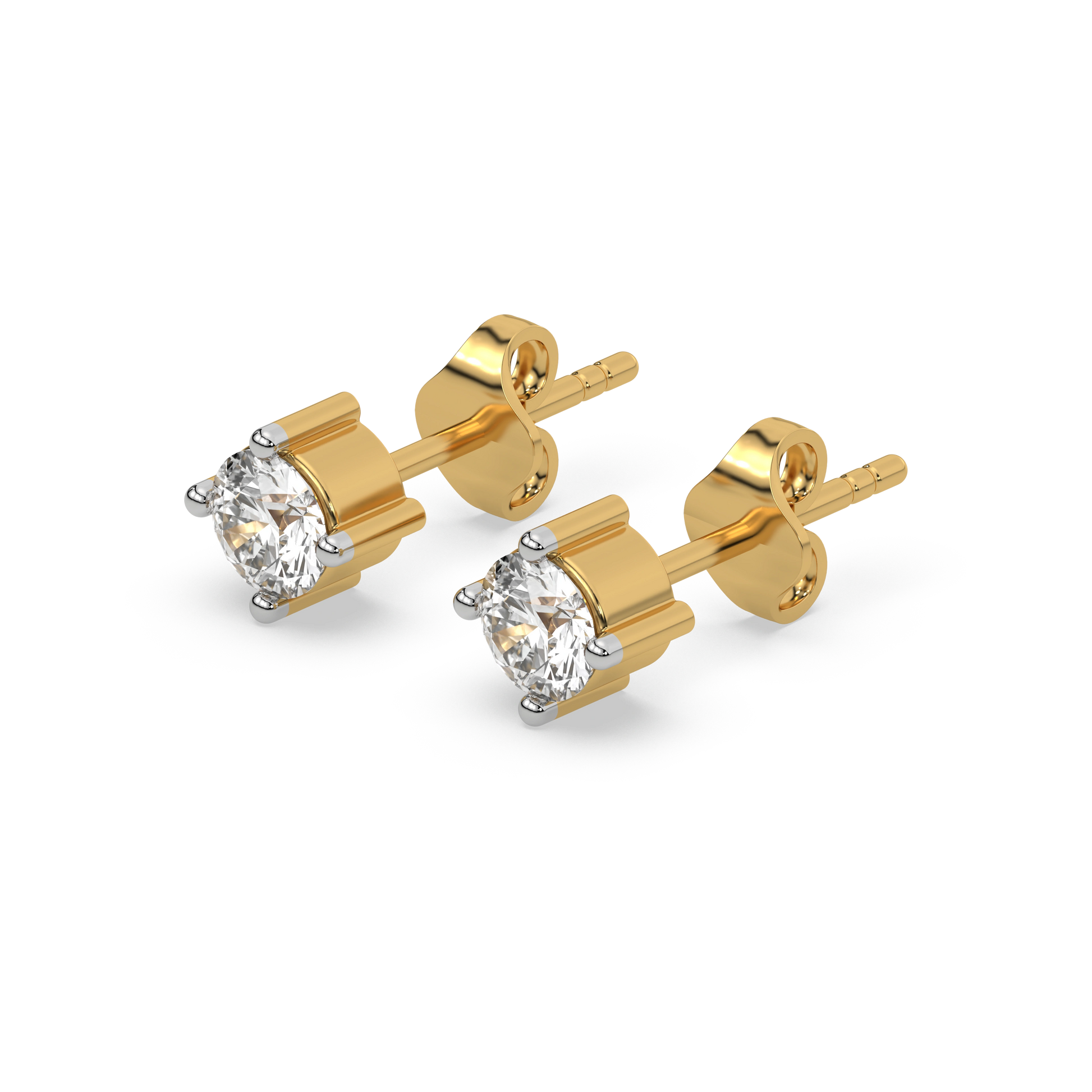 Golden Edge - Lab Diamond Solitaire Earrings