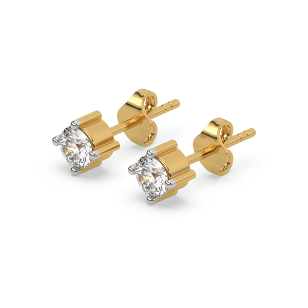 Golden Edge Lab Grown Diamond Solitaire Earrings for Women - Lukson 