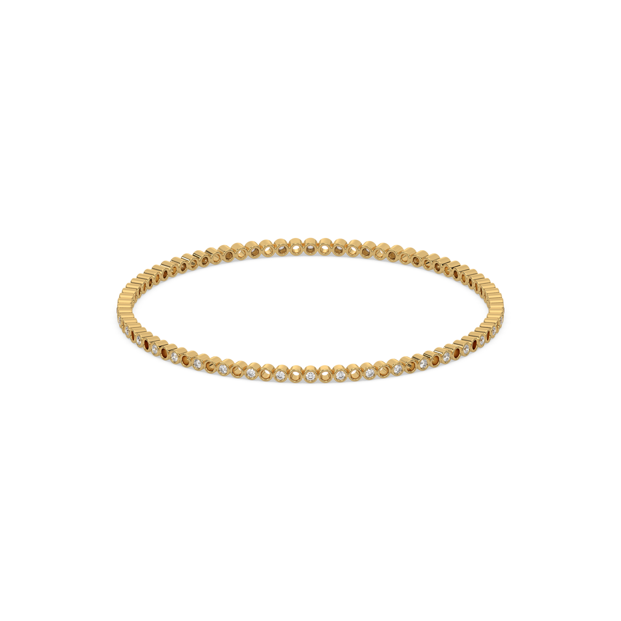 Beaded 18kt Gold Vermeil Lab Grown Diamond Bangle 