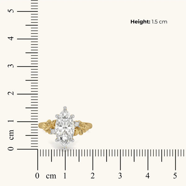 Ethereal Solitaire Lab Diamond Engagement Ring -Dimension measure on scale