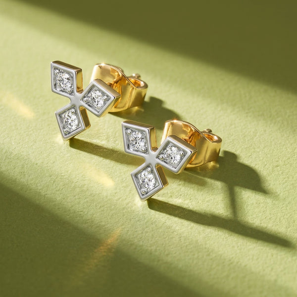 Tri-Shine - Pure Gold Lab Diamond Stud Earrings