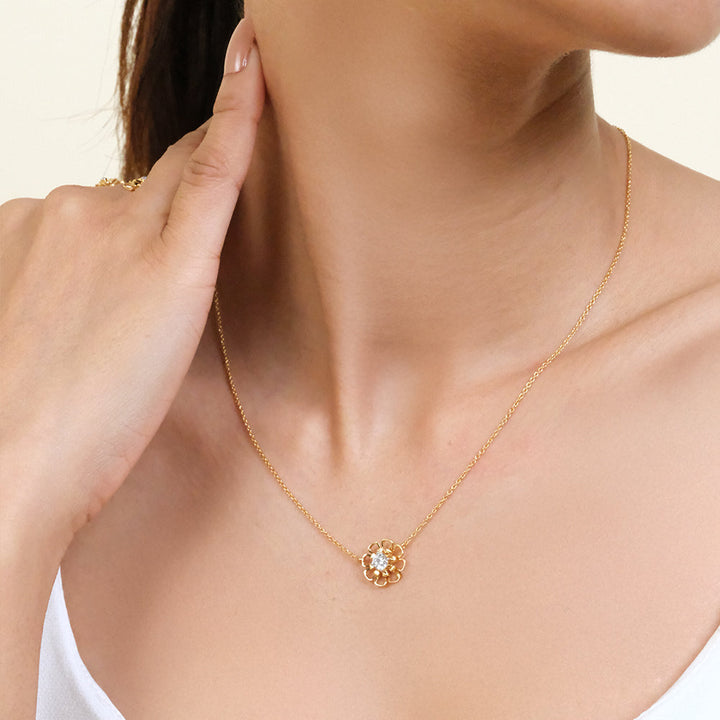 Golden Edge - Lab Diamond Solitaire Necklace
