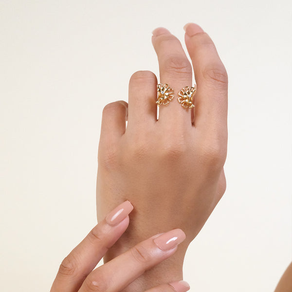 Lukson Golden Edge Lab Grown Diamond Open-Top Ring in India