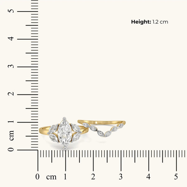 Golden Arch Marquise - Pure Gold Lab Diamond Bridal Ring Set