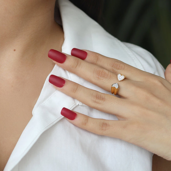 Timeless Loop 18k Gold Vermeil Lab Grown Diamond Heart Ring for Women - Lukson