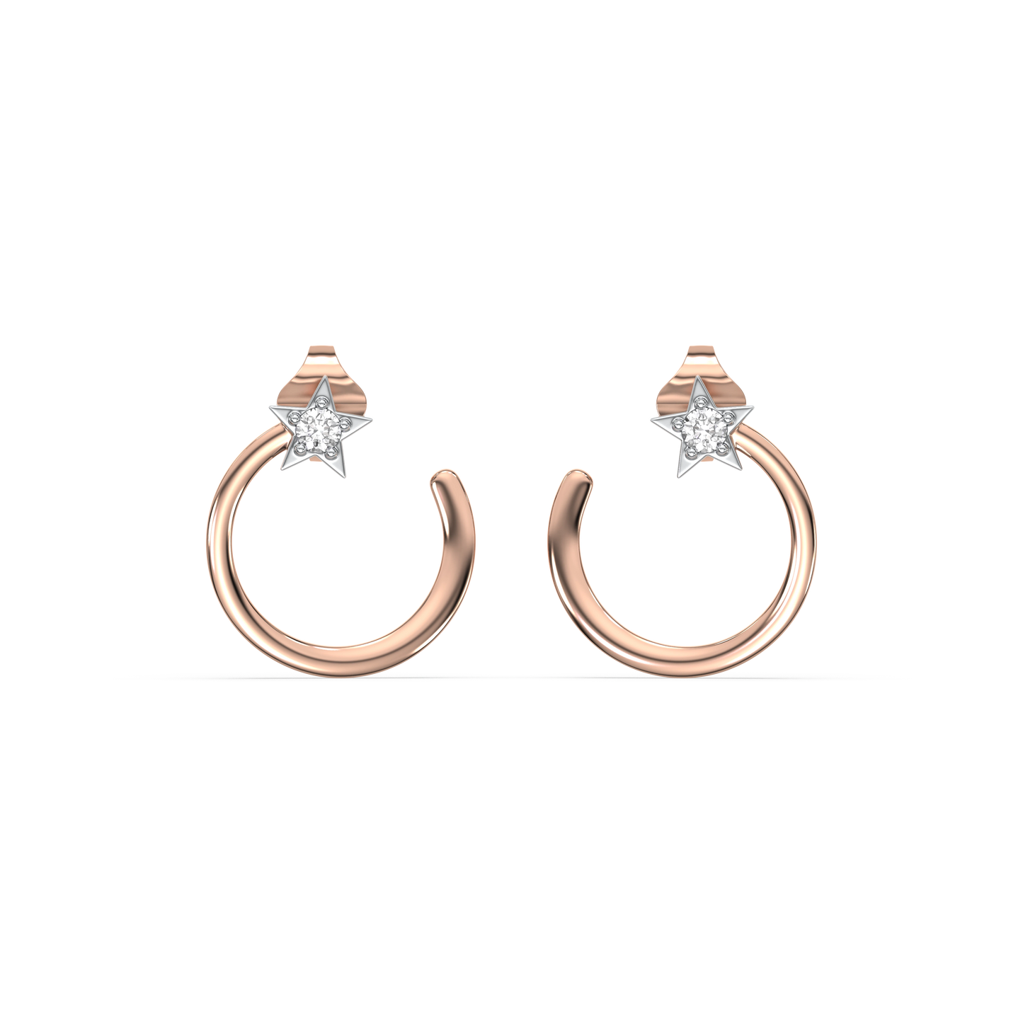 Star Rose - Lab Diamond Hoop Earrings