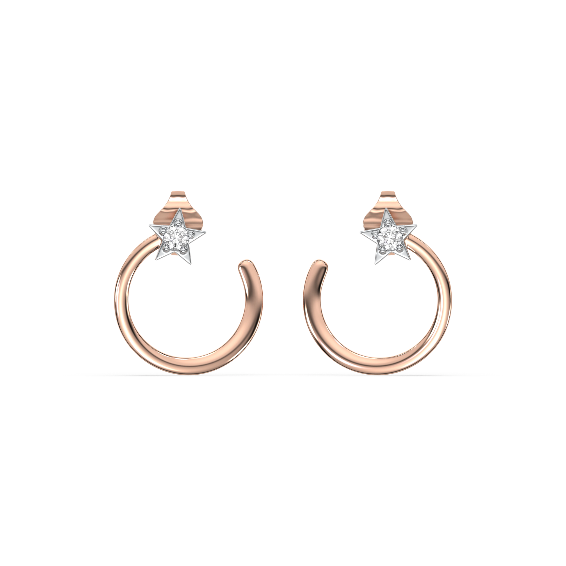 Star Rose - Lab Diamond Hoop Earrings