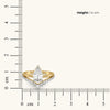 Crowned Pear Pure Gold Lab Diamond Engagement Ring Dimension measured on scale