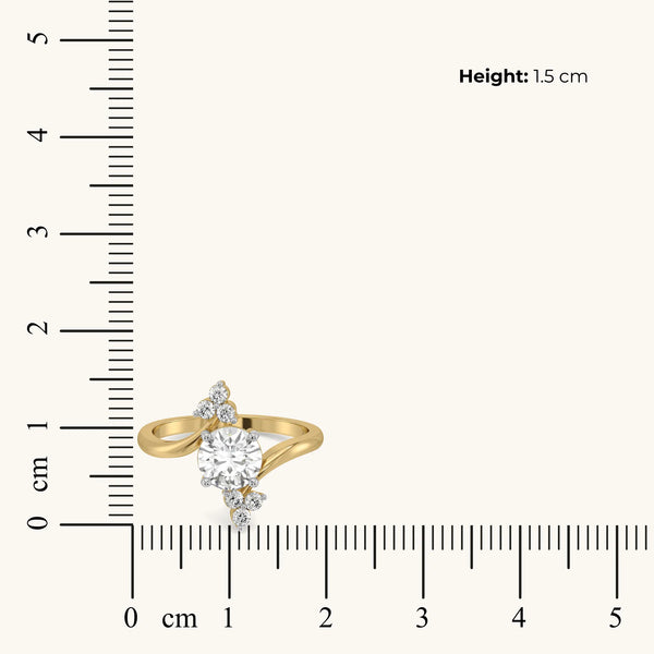 Asymmetrical Starlight Pure Gold Lab Diamond Solitaire Ring