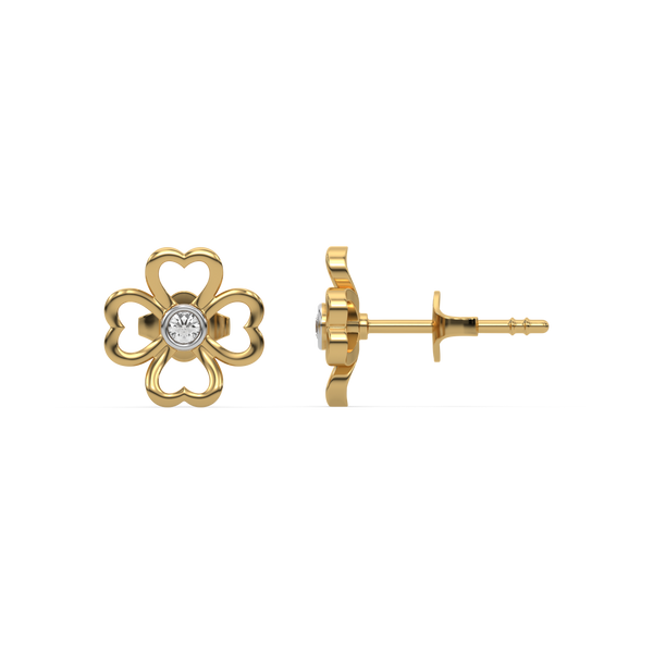 Clover bezel lab grown diamond earrings