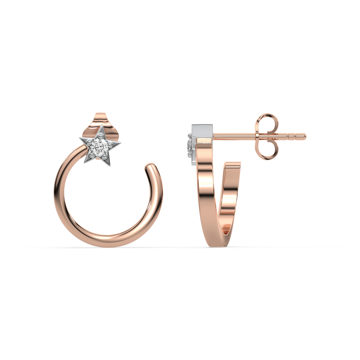 Star Rose - Lab Diamond Hoop Earrings