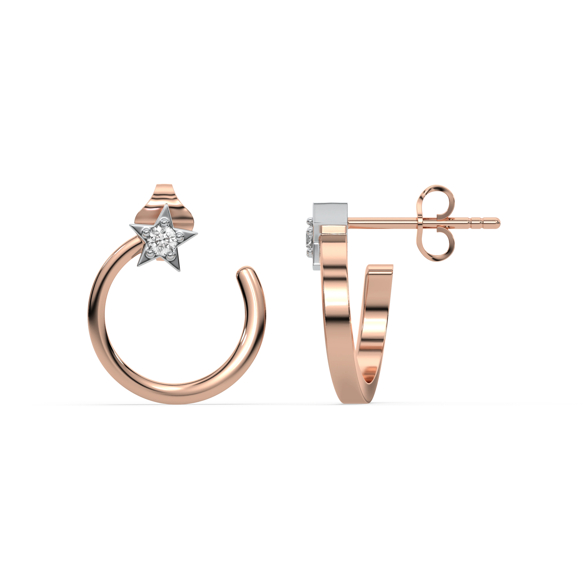 Star Rose - Lab Diamond Hoop Earrings