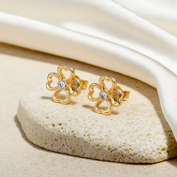 Lab grown diamond clover stud earrings