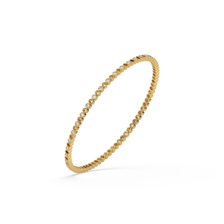 Beaded 18kt Gold Vermeil Lab Grown Diamond Bangle 