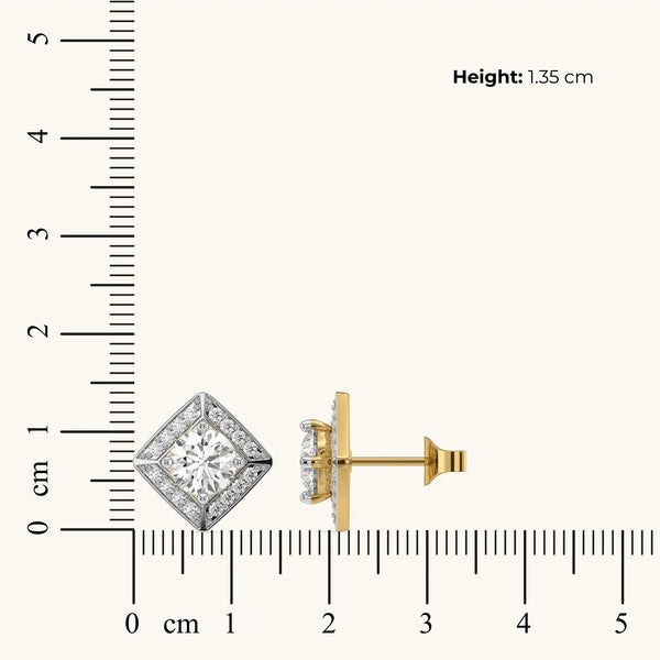 Sculpted Kite Lab Diamond Brilliance Earrings - Dimension measured on scale