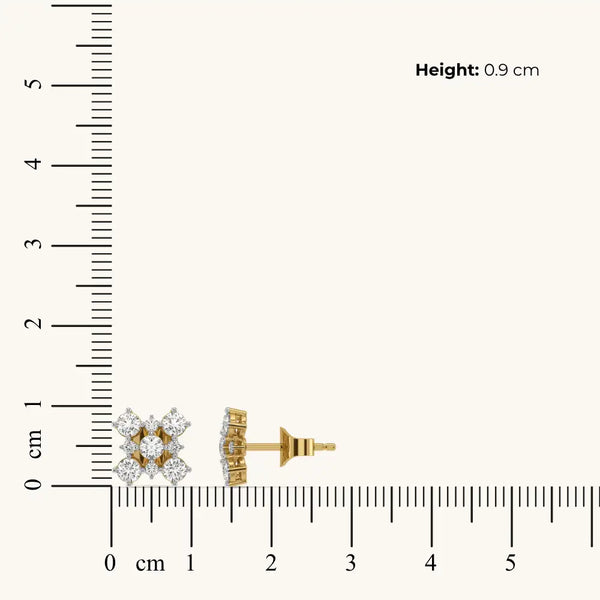 Open MeshPure Gold Lab Diamond Stud Earrings