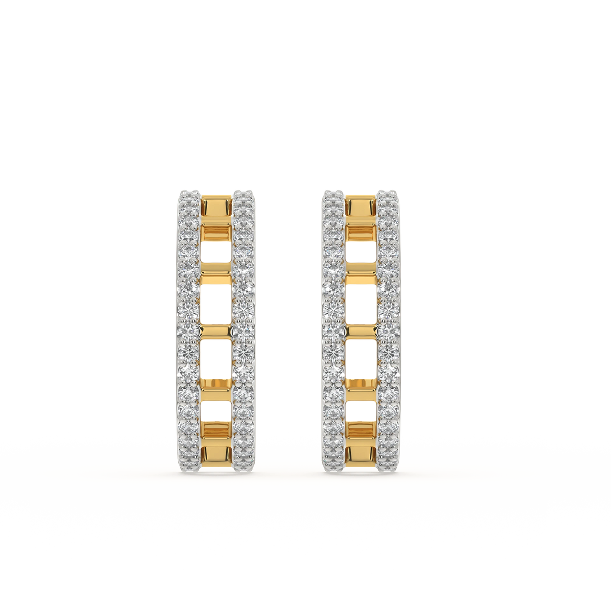 Double Pleated - Lab Diamond Hoop Earrings