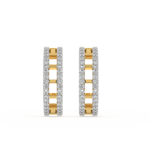 Lukson Double Pleated Lab Grown Diamond Hoop Earrings for Women 