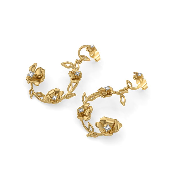 Buy Floral Symphony 18k Gold Lab Grown Diamond Earrings for Women - Lukson