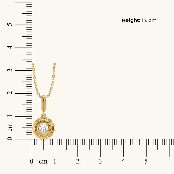 Liquid Gold Pure Gold Lab Diamond Pendant - Dimension measured on scale