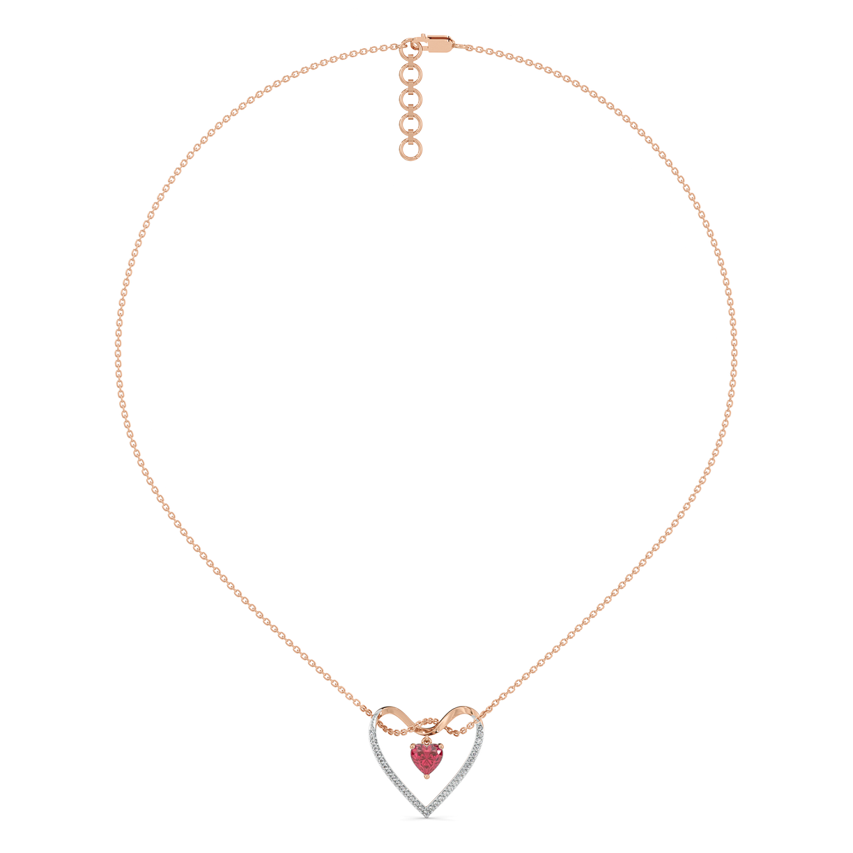 Love on a String 18kt Rose Gold Vermeil Lab Grown Diamond Necklace Online in India - Lukson 