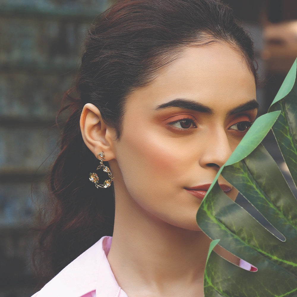 Floral Symphony - Lab Diamond Drop Earrings