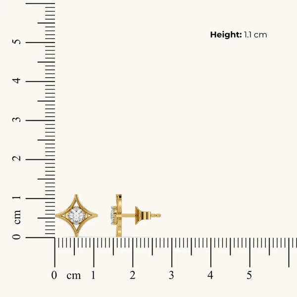 Polaris Compass - Pure Gold Lab Diamond Earrings