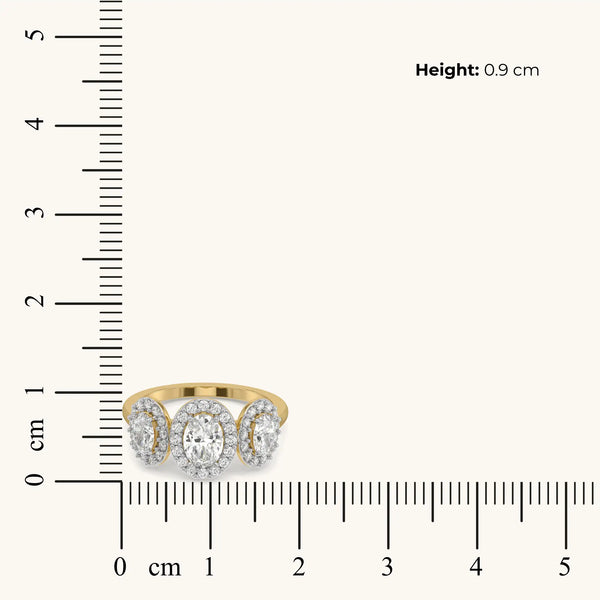 Majestic Triple Crown Pure Gold Lab Diamond Solitaire Ring
