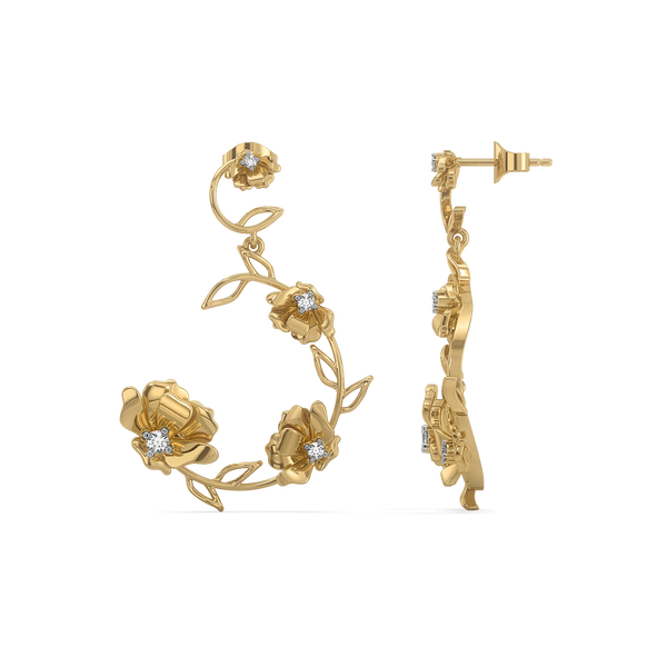 Buy Premium Lukson Floral Symphony 18k Gold Lab Grown Diamond Earrings - Lukson 
