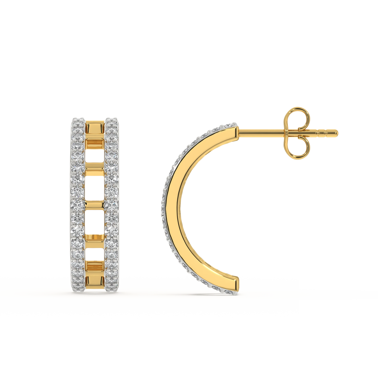 Double Pleated - Lab Diamond Hoop Earrings