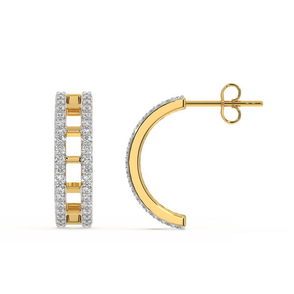 Lukson Double Pleated 18k Lab Grown Diamond Earrings in India 