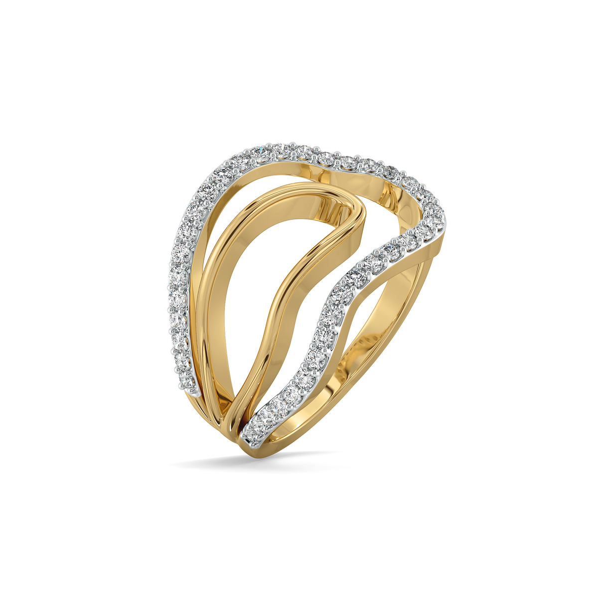 Abstract Curves Cocktail Ring-18kt Gold Vermeil Lab Grown Diamond Ring