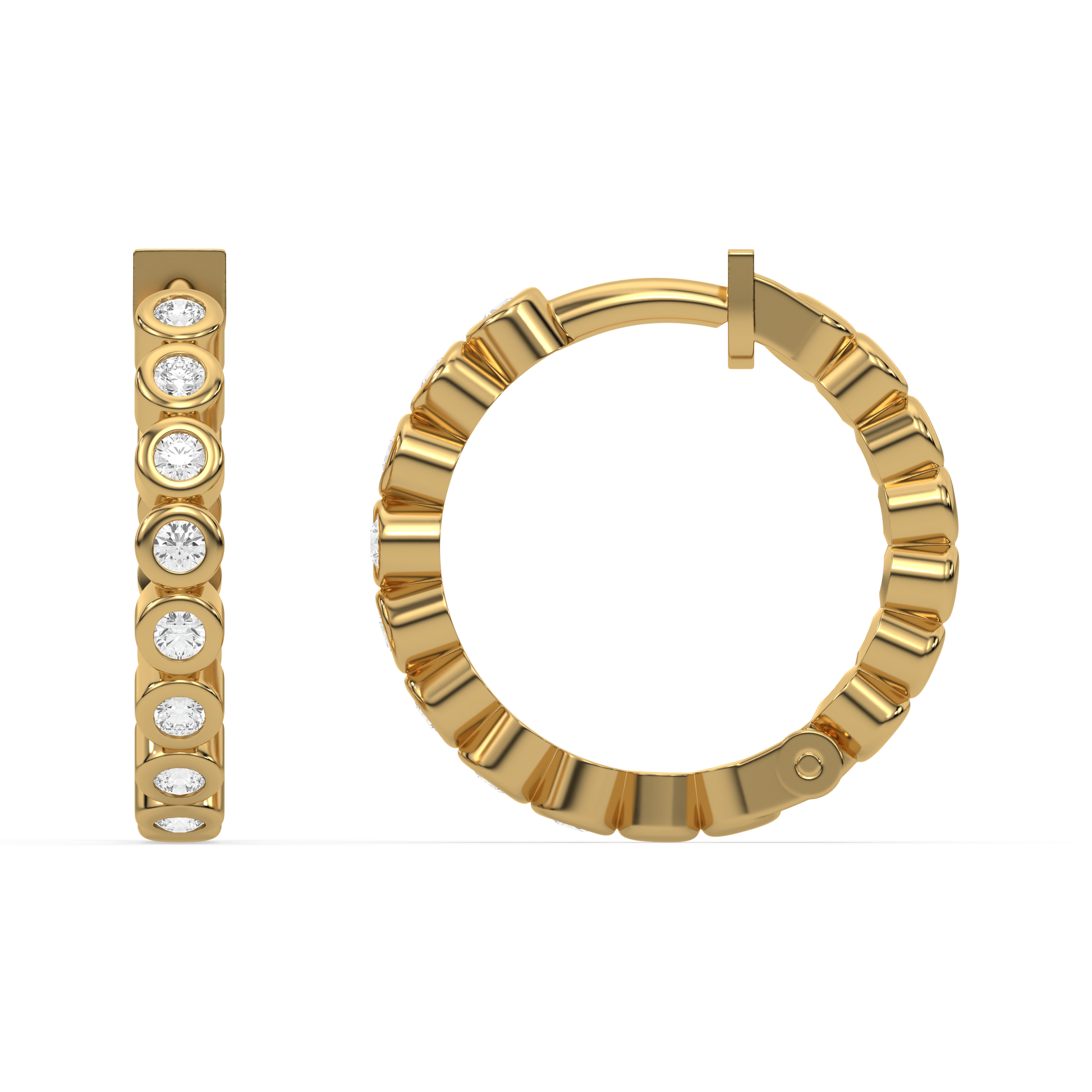 Beaded Huggies - 18kt Gold Vermeil Lab Grown Diamond Earrings