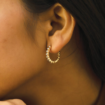 Beaded Huggies - 18kt Gold Vermeil Lab Grown Diamond Earrings