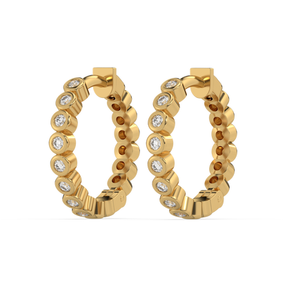 Beaded Huggies - 18kt Gold Vermeil Lab Grown Diamond Earrings