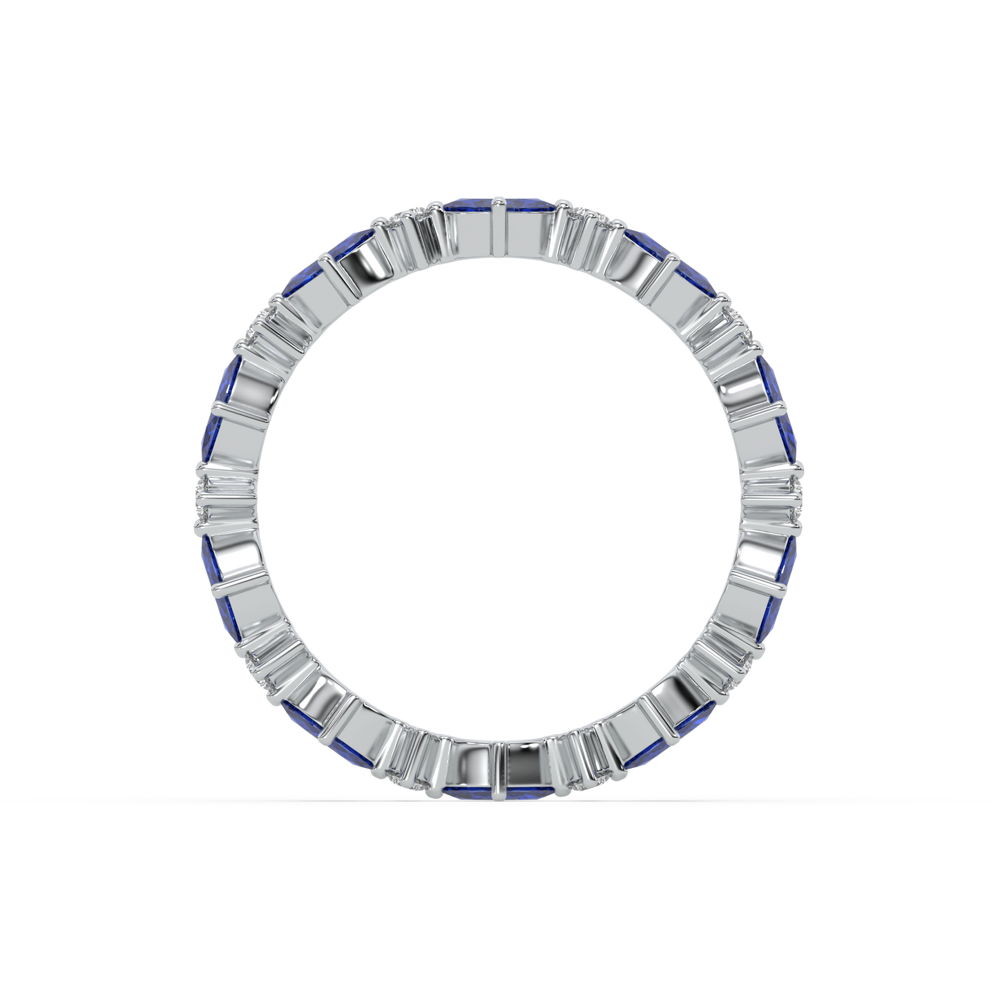 Blue Sapphire Eternity Ring-925 Sterling Silver Lab Grown Diamond Ring