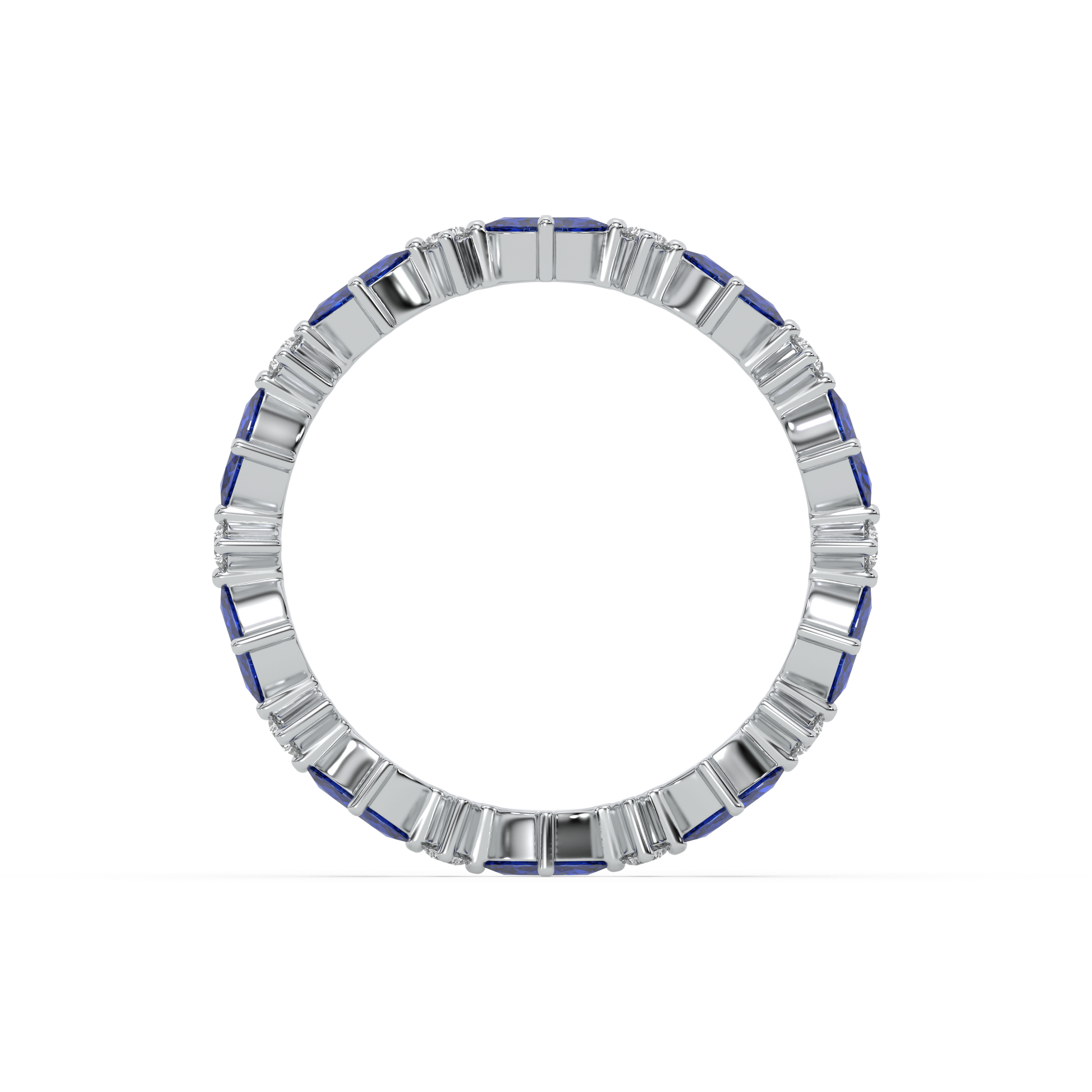 Blue Sapphire Eternity Ring-925 Sterling Silver Lab Grown Diamond Ring