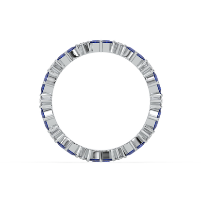 Blue Sapphire Eternity Ring-925 Sterling Silver Lab Grown Diamond Ring