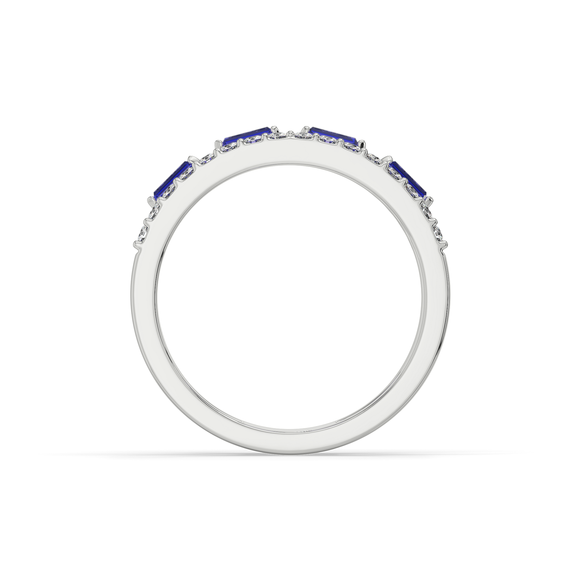 Blue Sapphire Soiree Fashion Ring-925 Sterling Silver Lab Grown Diamond Ring