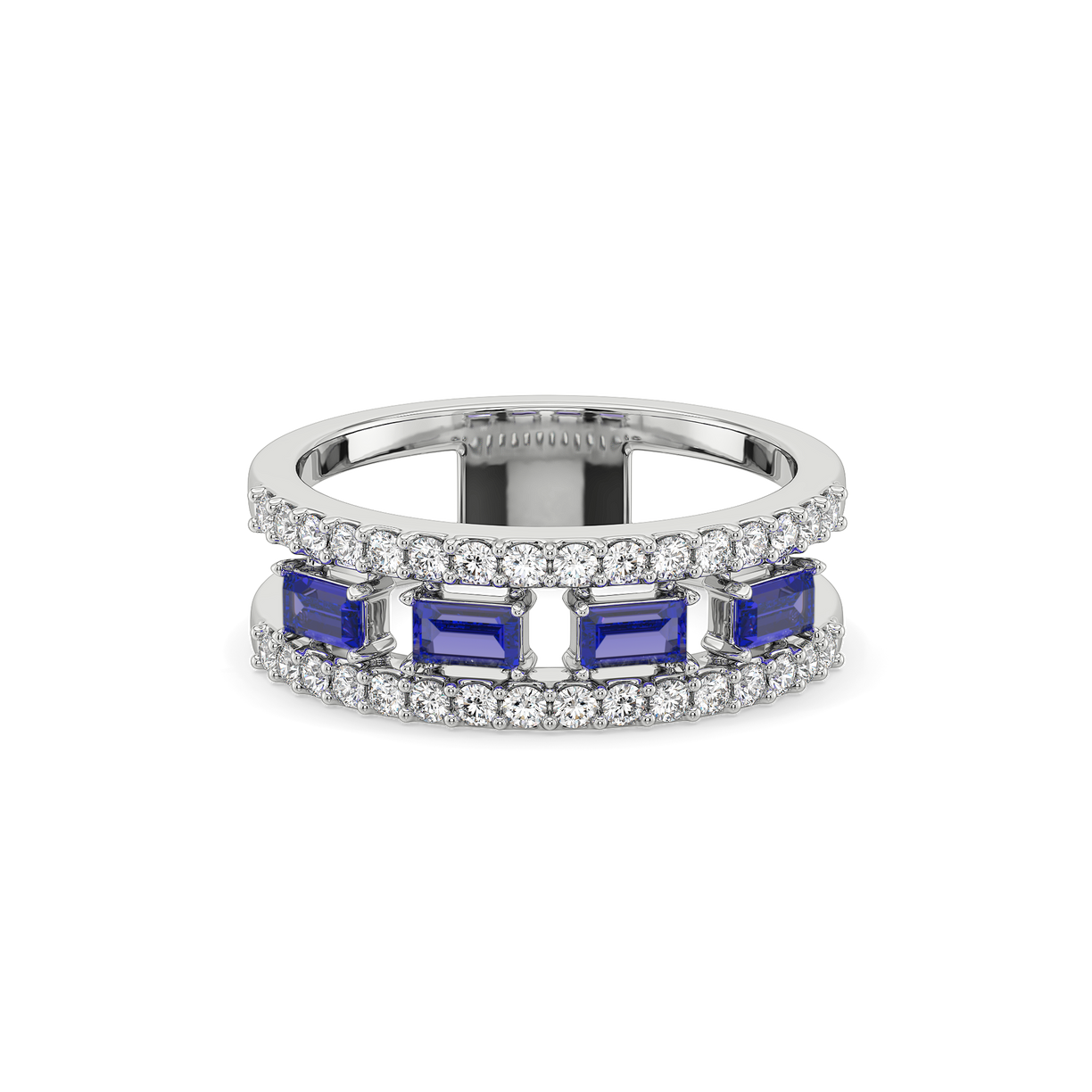 Blue Sapphire Soiree Fashion Ring-925 Sterling Silver Lab Grown Diamond Ring