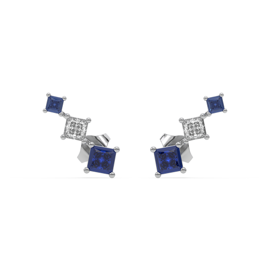 Blue Serenity Ear Cuffs - 925 sterling silver Lab Grown Diamond Earrrings