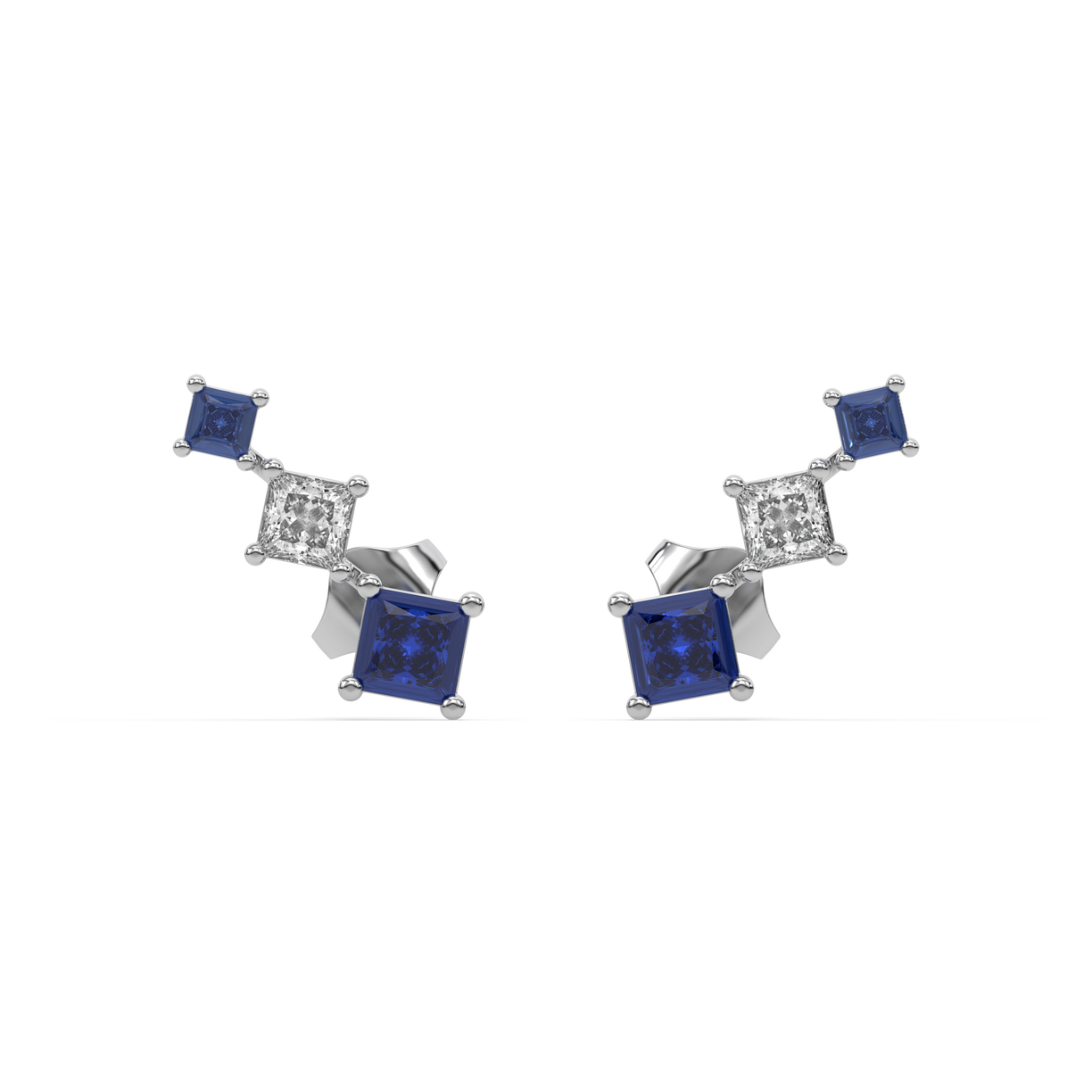 Blue Serenity Ear Cuffs - Lab Diamond Earrings