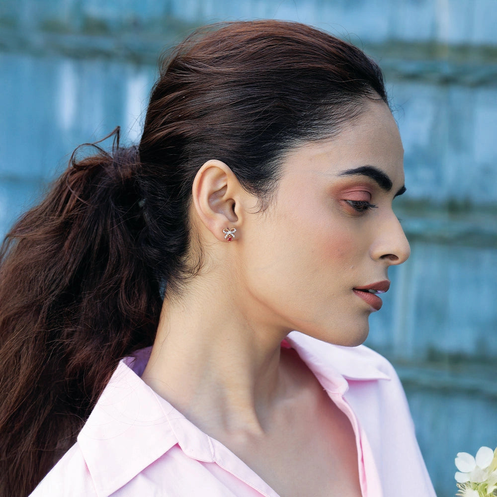 Bow Knot - Lab Diamond Stud Earrings