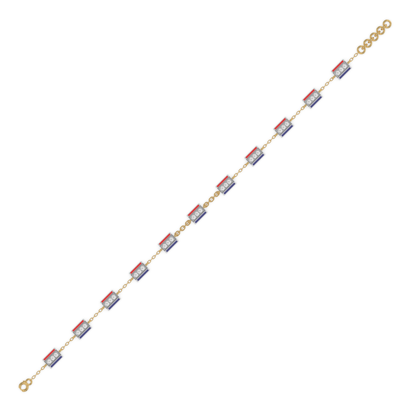 Red Enamel Accent 18kt Gold Vermeil - Lab Grown Diamond Chrome Bracelet - Lukson 