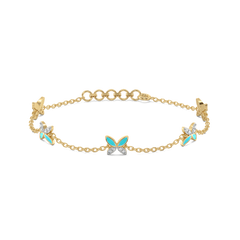 Turquoise Butterfly - Lab Diamond Station Bracelet