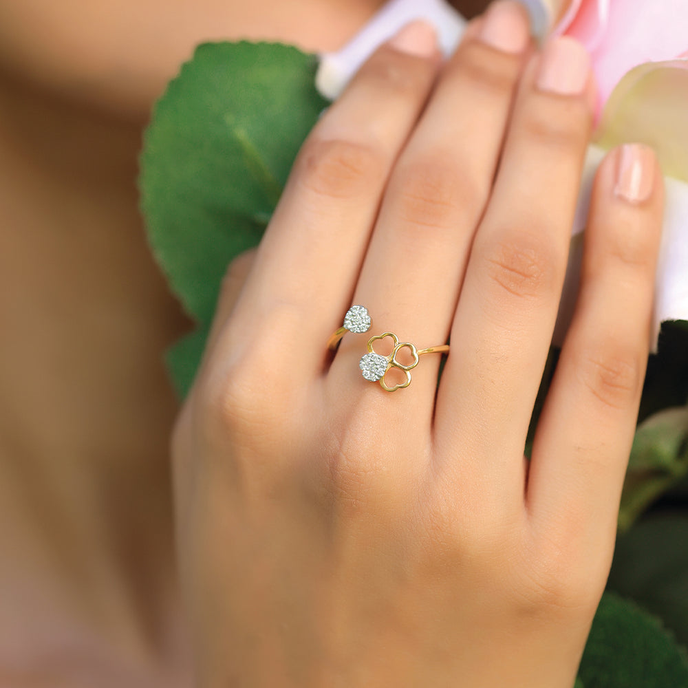  Clover Luxe Open Top Ring-18kt Gold Vermeil Lab Grown Diamond Ring