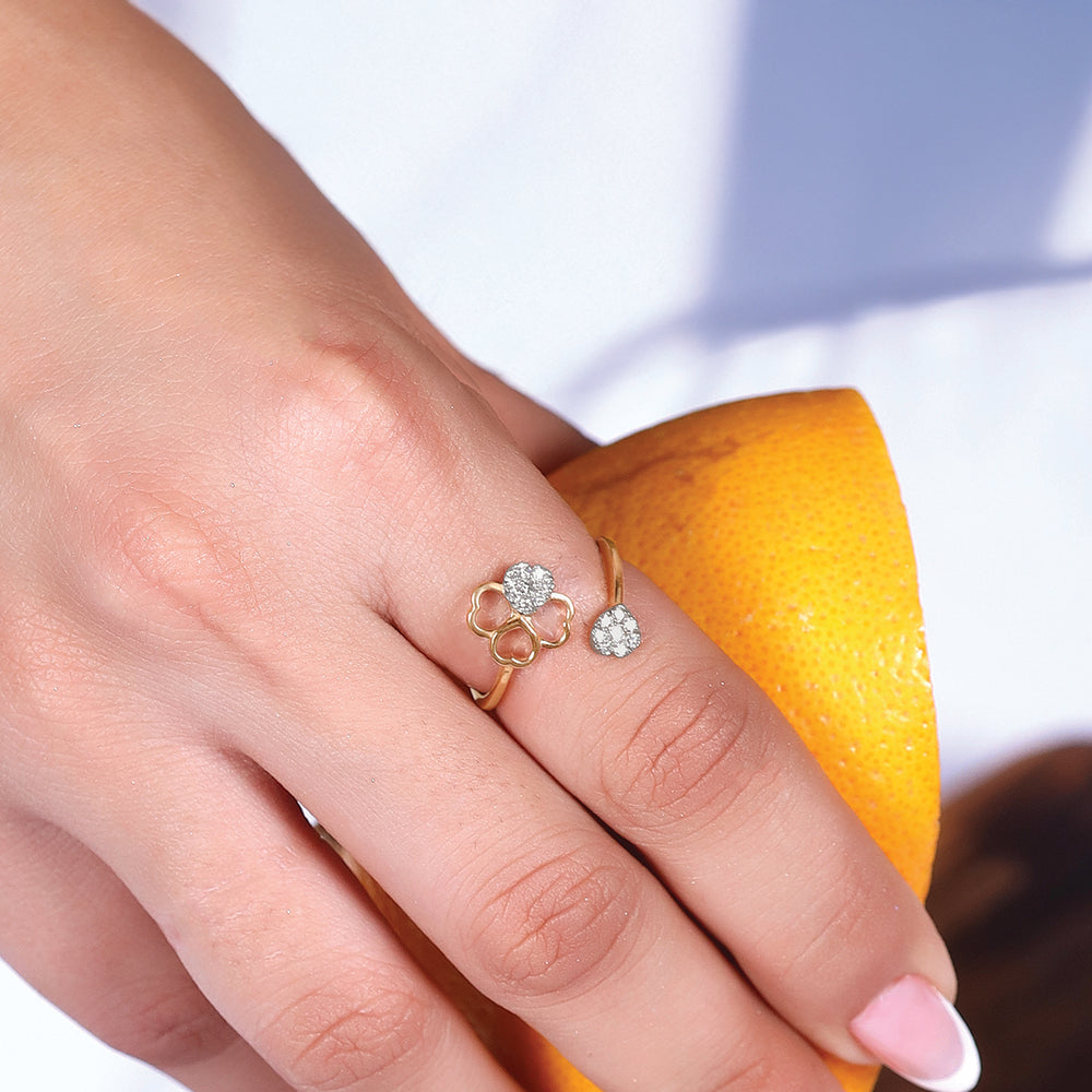  Clover Luxe Open Top Ring-18kt Gold Vermeil Lab Grown Diamond Ring