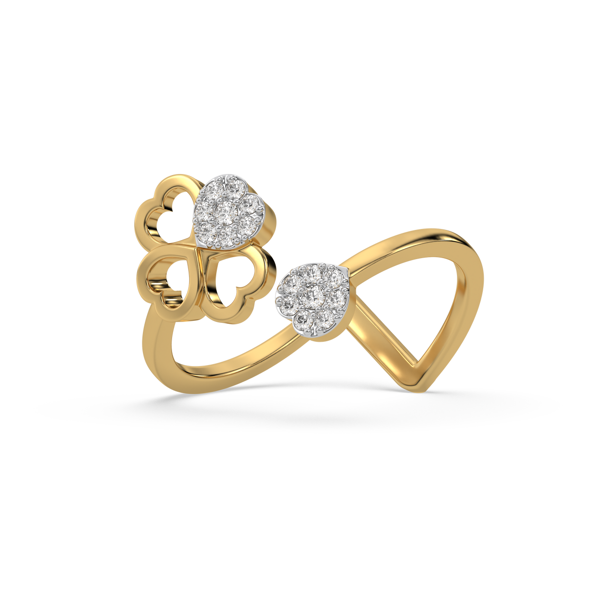  Clover Luxe Open Top Ring-18kt Gold Vermeil Lab Grown Diamond Ring