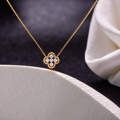 Clover Pendant - 18kt Gold Vermeil Lab Grown Diamond Necklace