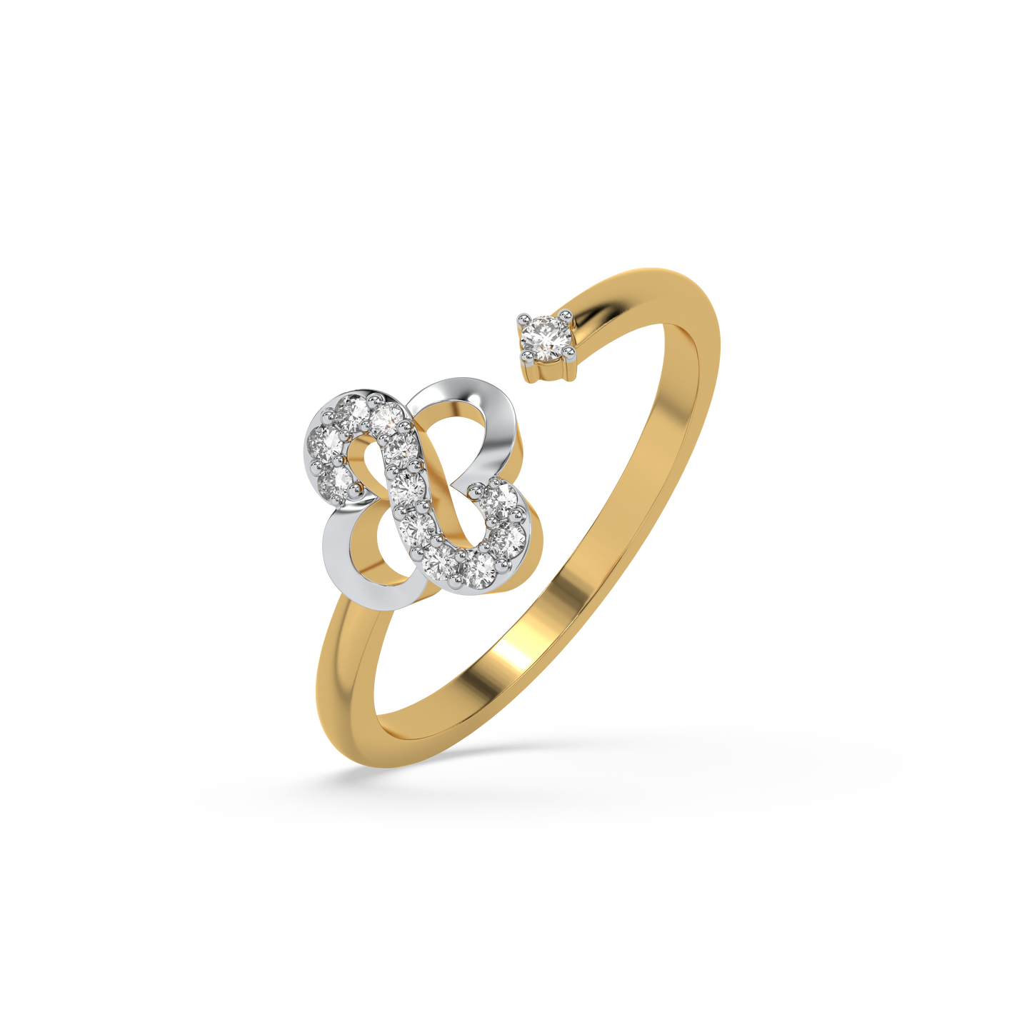 Clover S-Open Top Ring-18kt Gold Vermeil Lab Grown Diamond Ring